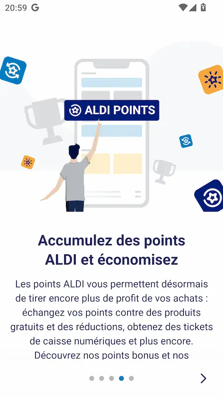 Capture d'écran de l'application ALDI Belgique