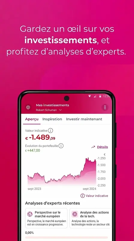 Capture d'écran de l'application Belfius Mobile sur Android