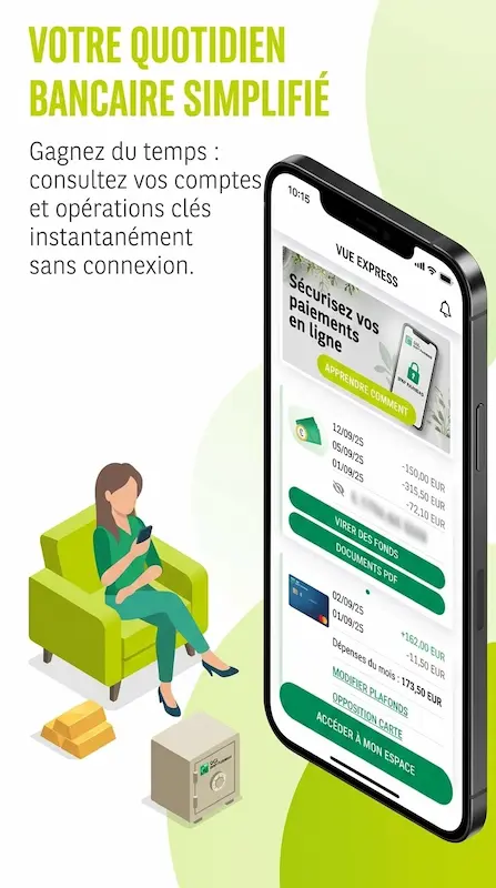 Capture d'écran de l'application BGL BNP Paribas Web Banking sur Android
