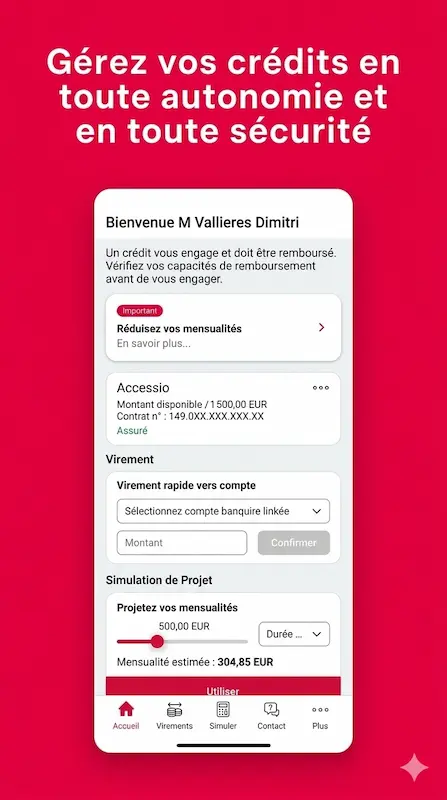 Capture d'écran de l'application Cofidis sur Android