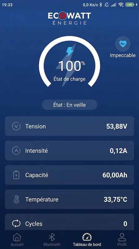 Capture d'écran de l'appli EcoWatt sur Android