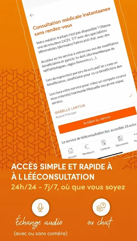 Capture d'écran de l'application Harmonie Mutuelle sur Android