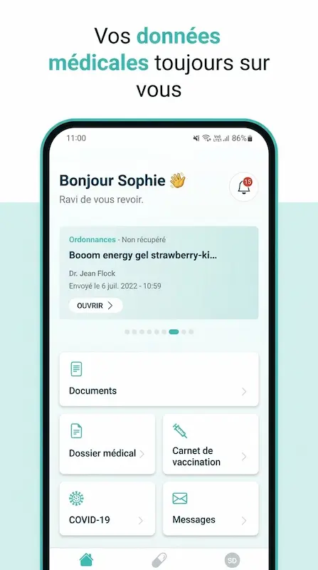 Capture d'écran de l'application Helena sur Android
