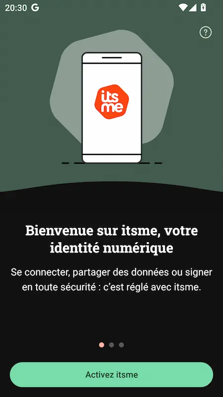 Capture d'écran itsme sur Android