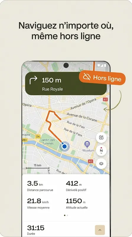Capture d'écran de l'application Komoot