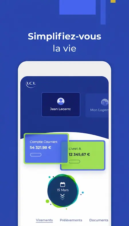 Capture d'écran de l'application LCL sur Android