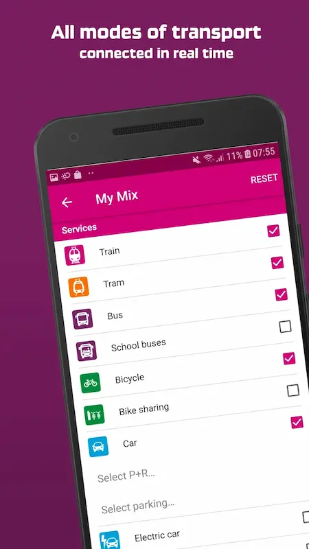 Capture d'écran de l'appli Mobiliteit.lu sur Android