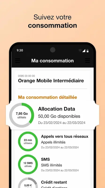 Capture d'écran de l'application My Orange BE sur Android