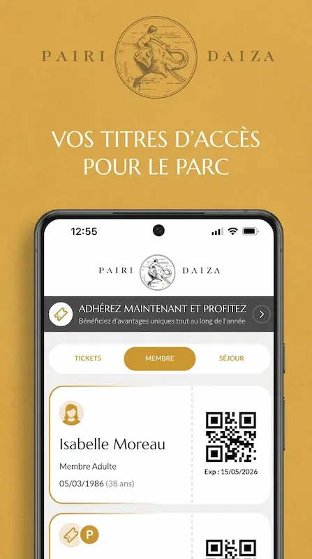 Capture d'écran de l'application Pairi Daiza
