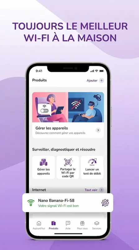 Capture d'écran de l'application Proximus+ sur Android