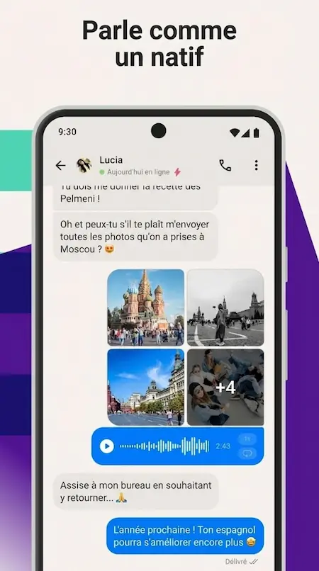 Capture d'écran de l'application Tandem sur Android
