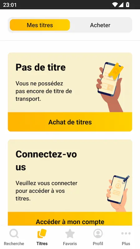 Capture d'écran de l'application TEC sur Android