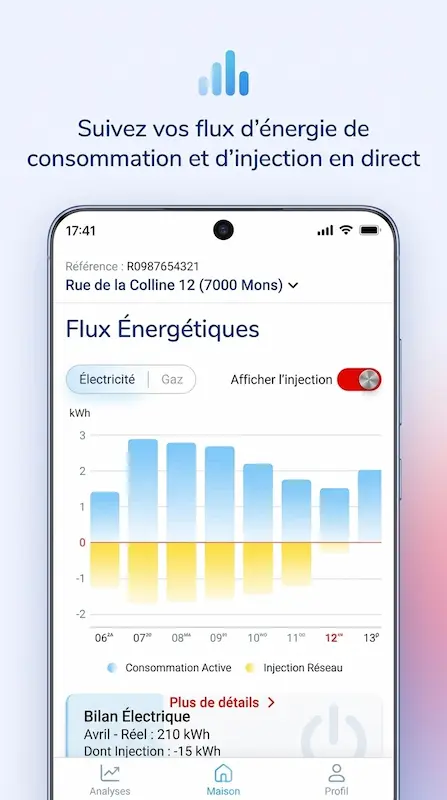 Capture d'écran de l'application TotalEnergies sur Android