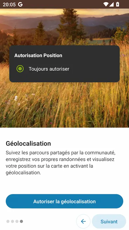 Capture d'écran de l'application Visorando sur Android