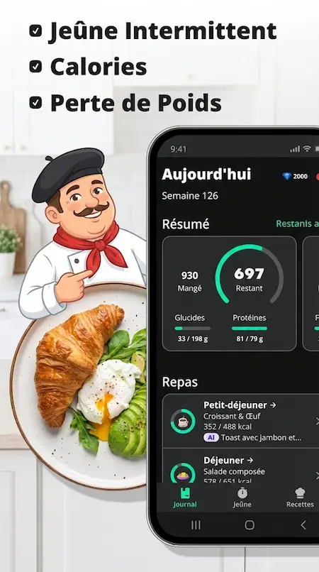 Capture d'écran de l'application Yazio sur Android